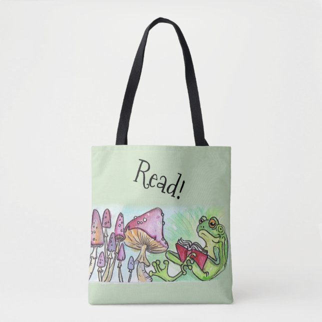 Storybook Frog Reading Tote Bag (Front)