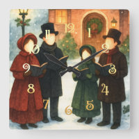 Storybook Illustration Faceless Christmas Carolers