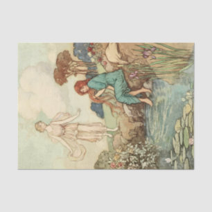Storybook Lady Bathing Vintage Decoupage Tissue Paper