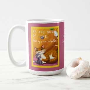 Storybook mom and baby cats custom coffee mug