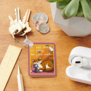 Storybook mom and baby cats custom keychain