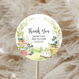 Storybook New Chapter Baby Shower Classic Round Sticker