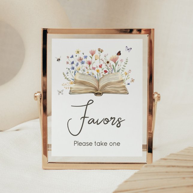 Storybook New Chapter Begins Baby Shower Favours Poster (New Chapter Begins Storybook Baby Shower Favors Sign)