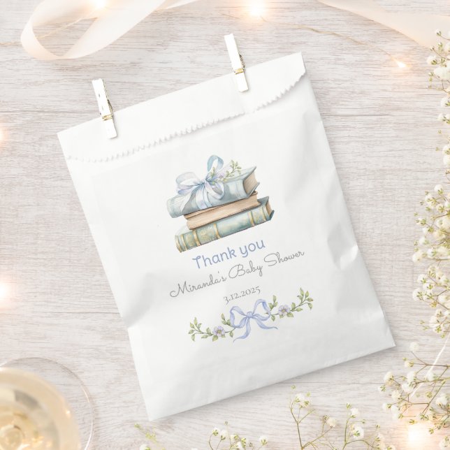 Storybook New Chapter Blue wildflower Thank you Favour Bag (Clipped)