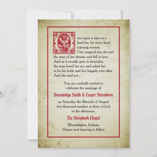 Storybook Page | Vintage Fairytale Wedding Invitation (Front)