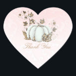 Storybook Pink & White Pumpkin Fairy Tale Party Heart Sticker<br><div class="desc">Customize with any text or leave blank.</div>