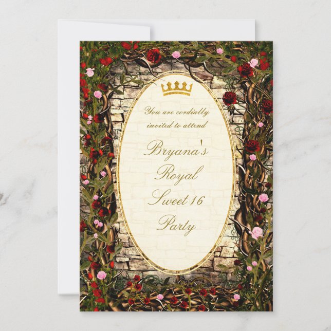Storybook Princess Vintage Briar Rose Party Invitation (Front)