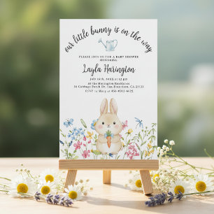 Storybook Rabbit Boy Baby Shower Floral Wildflower Invitation
