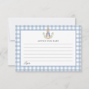 Storybook Rabbit Gingham Blue Advice Baby Shower RSVP Card