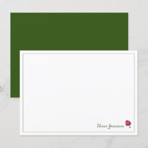 Storybook Red and Green Mushroom Flat Note Card