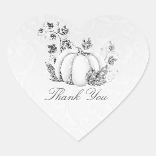 Storybook Silver White Pumpkin Fairy Tale Party Heart Sticker