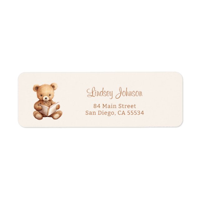 Storybook Teddy Bear Baby Shower Return Address (Front)