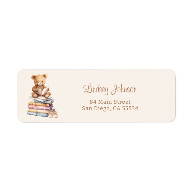 Storybook Teddy Bear Baby Shower Return Address (Front)
