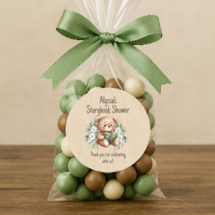 Storybook Teddy Bear Guest Favour Thank You Classic Round Sticker