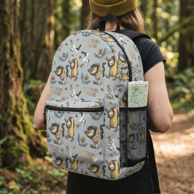 Storybook Wild Things Adventure Pattern Printed Backpack (Backpack simulated on person)