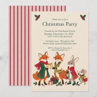 Storybook Woodland Animals Christmas Party Invitation