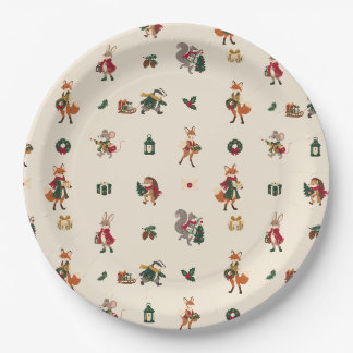Storybook Woodland Animals Christmas Party Paper Plate