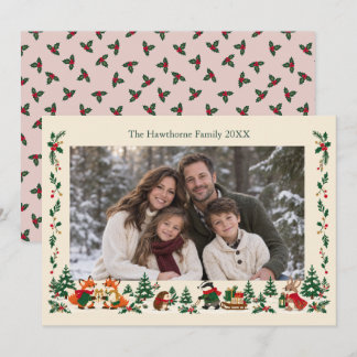 Storybook Woodland Animals Christmas Photo Holiday Card