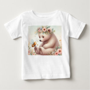 Storybook Woodland Babies Bear And Bee Baby T-Shirt