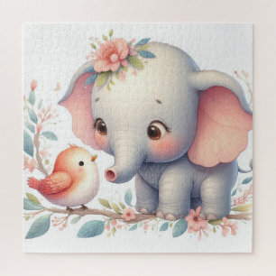 Storybook Woodland Babies Elephant and Bird Jigsaw Puzzle
