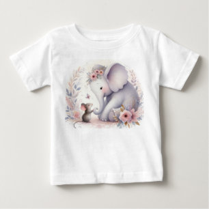 Storybook Woodland Babies Elephant And Mouse Baby T-Shirt