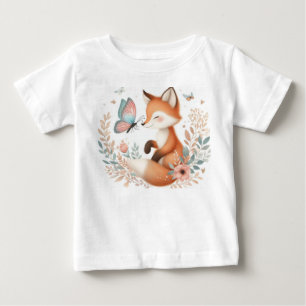 Storybook Woodland Babies Fox And Butterfly Baby T-Shirt