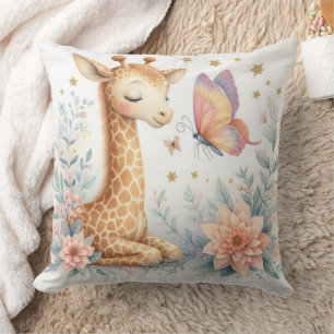 Storybook Woodland Babies Giraffe Butterfly Throw Pillow
