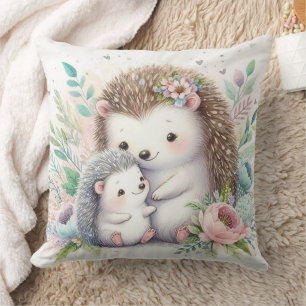 Storybook Woodland Babies Hedgehog Love Throw Pillow
