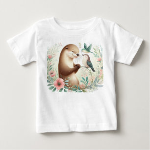 Storybook Woodland Babies Otter And Bird Baby T-Shirt