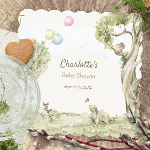 Storybook Woodland Bearly Wait Baby Shower Paper Coaster