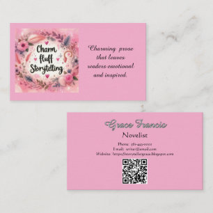 Storytelling Charm Pink Writer Novelist Business Card