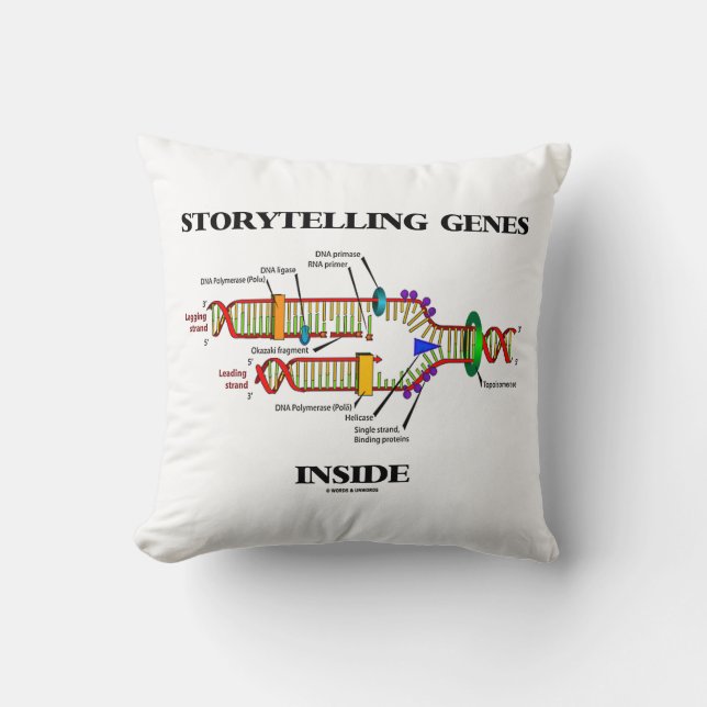 Storytelling Genes Inside DNA Replication Throw Pillow (Front)