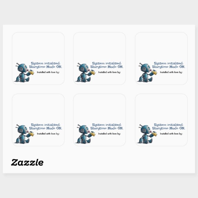Storytime Mode ON  Robot Baby Shower Book Labels (Sheet)