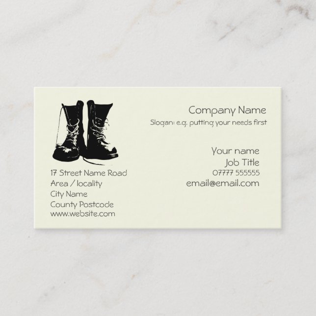 Stout Work Boots Generic logo Business Card (Front)