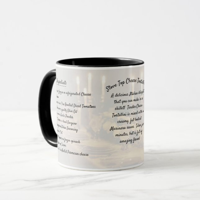 Stove Top Cheese Tortellini Recipe Mug (Front Left)