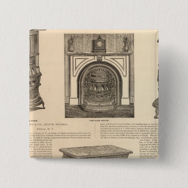 Stove Works, Albany, New York 2 Inch Square Button (Front)