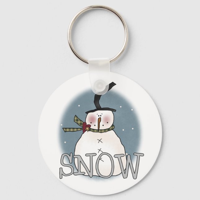 Stovepipe Hat Snowman T-shirts and Gifts Keychain (Front)