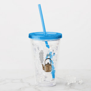Stovetop or hob kettle cartoon illustration acrylic tumbler