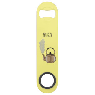 Stovetop or hob kettle cartoon illustration bar key