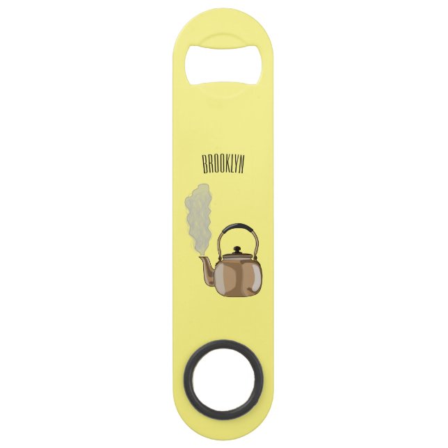 Stovetop or hob kettle cartoon illustration  bar key (Front)
