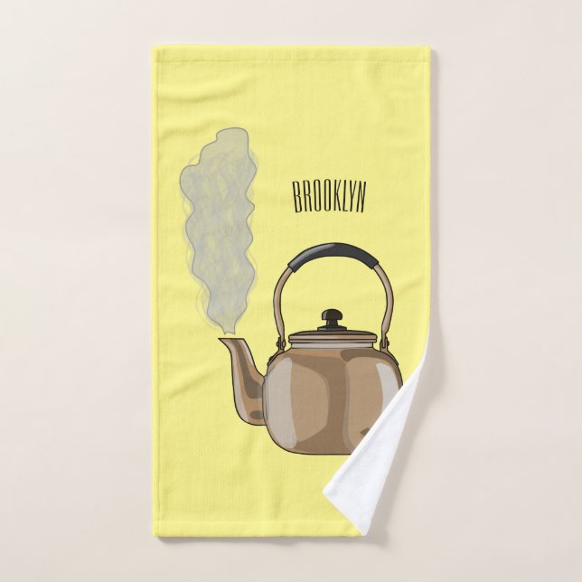 Stovetop or hob kettle cartoon illustration  bath towel set (Hand Towel)