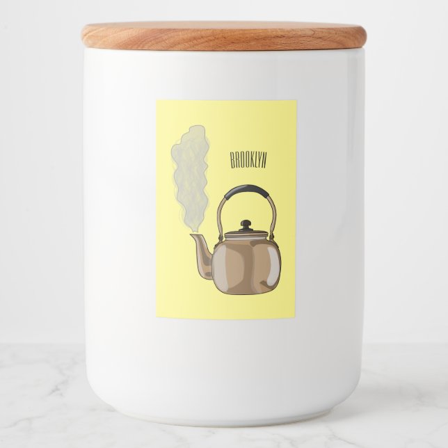 Stovetop or hob kettle cartoon illustration  food label (Front)