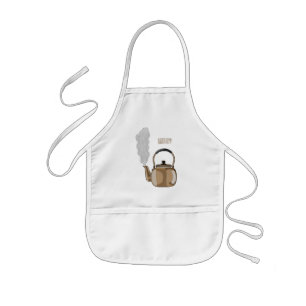 Stovetop or hob kettle cartoon illustration  kids apron