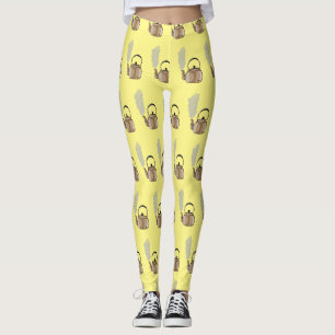 Stovetop or hob kettle cartoon illustration  leggings