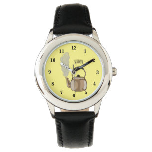 Stovetop or hob kettle cartoon illustration watch