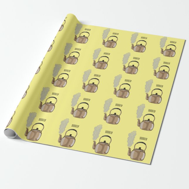 Stovetop or hob kettle cartoon illustration  wrapping paper (Unrolled)