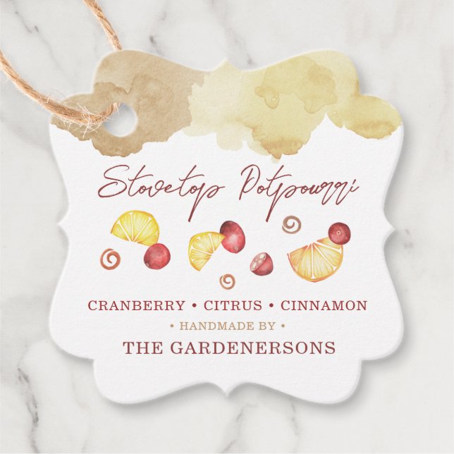 Stovetop Potpourri  Favour Tags (Front)