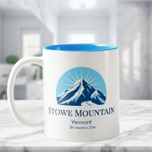 Stowe Mountain Vermont ski resort souvenir Two-Tone Coffee Mug