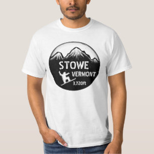 Stowe Vermont black snowboard art value tee