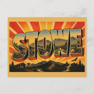 Stowe Vermont Green Mountains Covered Bridge Art Postcard